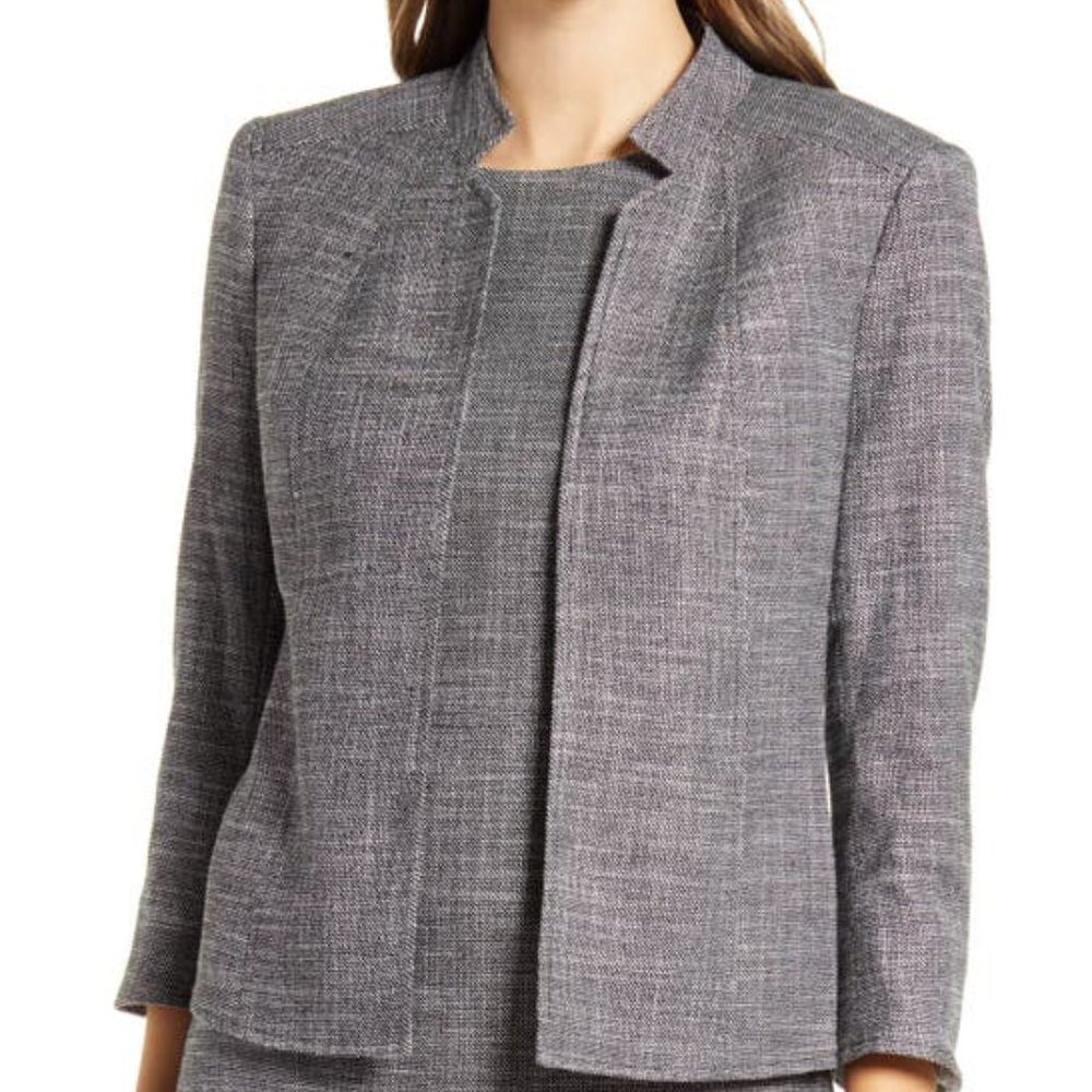 Anne Klein Stand Collar Tweed Jacket Blazer - Picture 4 of 4